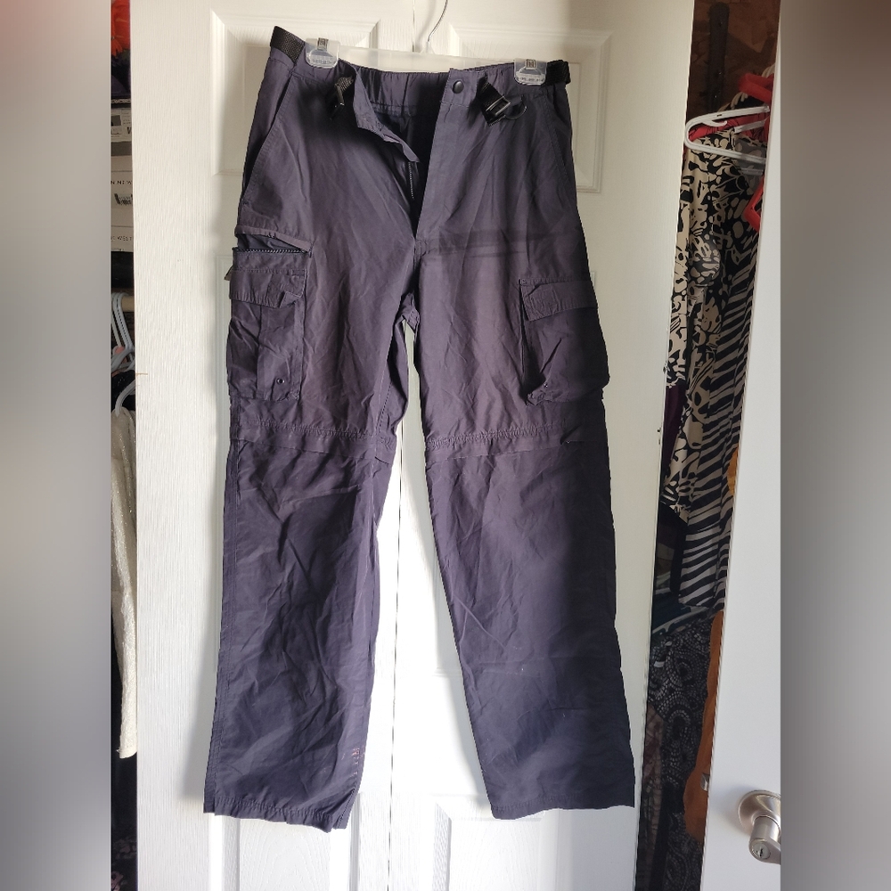 Men's Navy Cargo Pants / Shorts Zipper On Legs (Check Flaws) Size Small X 30